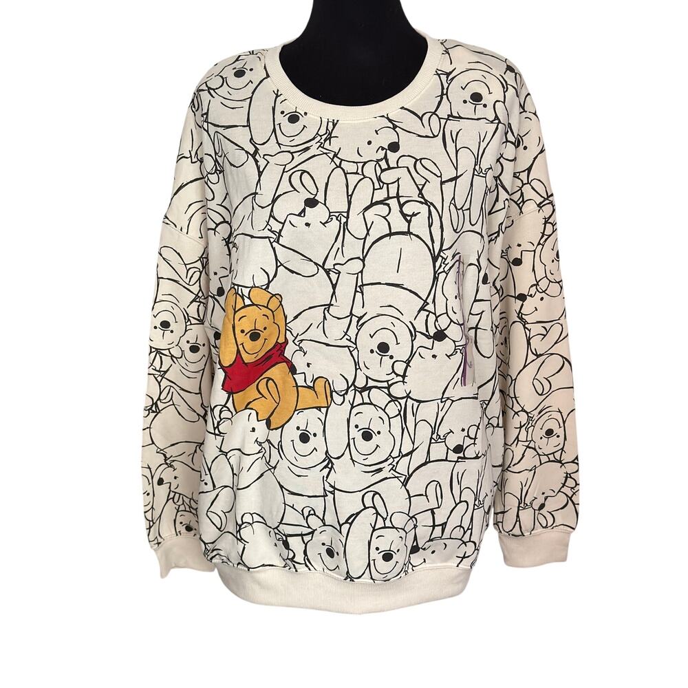 Winnie The Pooh All Over Line Art Sketch Sweatshirt Sweater Women’s Medium M NWT